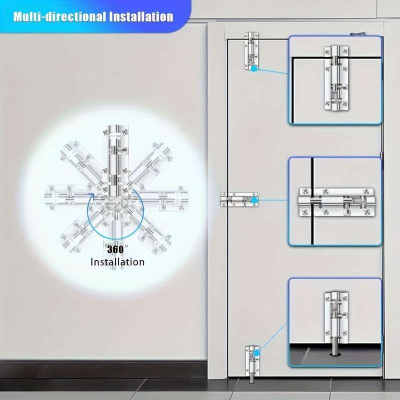 Stainless Steel Slide Bolt Lock Set with Screws