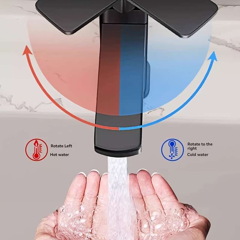 Black square basin faucet with hose