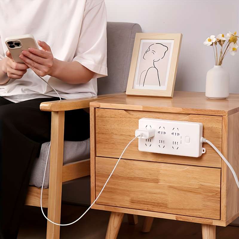 Easy To Install No-Drill Socket Holder - Self-Adhesive Wall Mounted Power Strip Organizer
