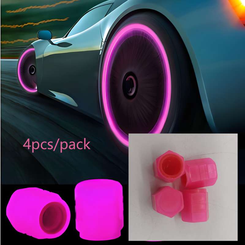 4pcs Glow-in-the-Dark Tire Valve Caps