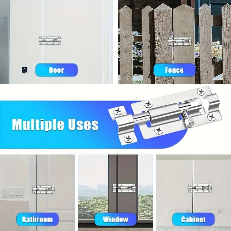 Stainless Steel Slide Bolt Lock Set with Screws