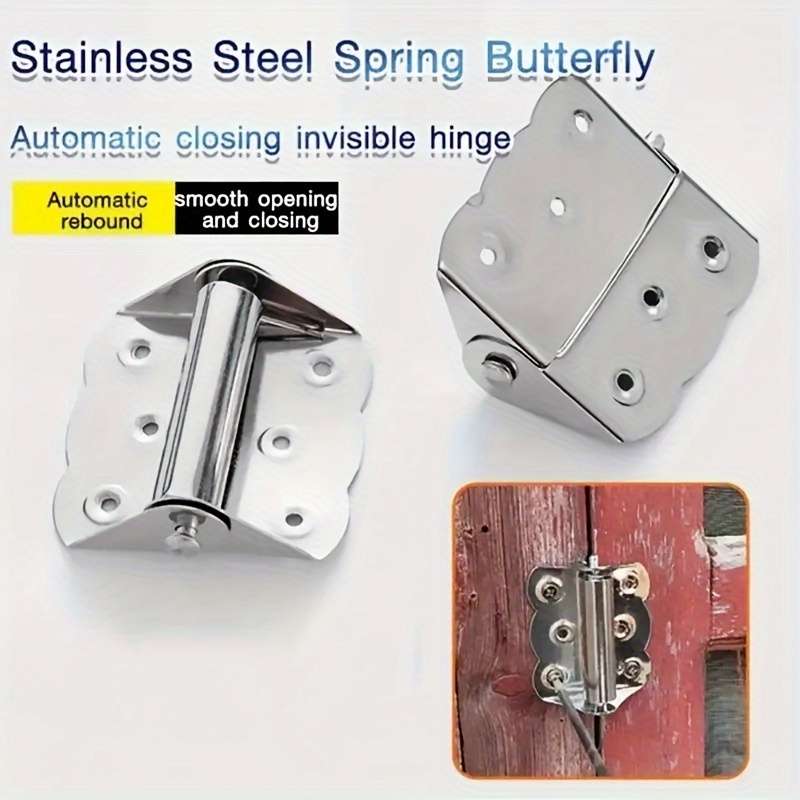 Stainless Steel Butterfly Hinge Automatic Closing Flush Hinges Rustproof Spring