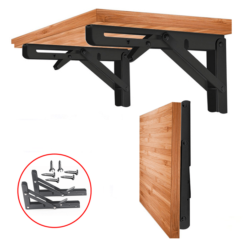 2 Pcs Heavy Duty Folding Shelves with Adjustable Angle Metal Wall Mount Storage Bracket