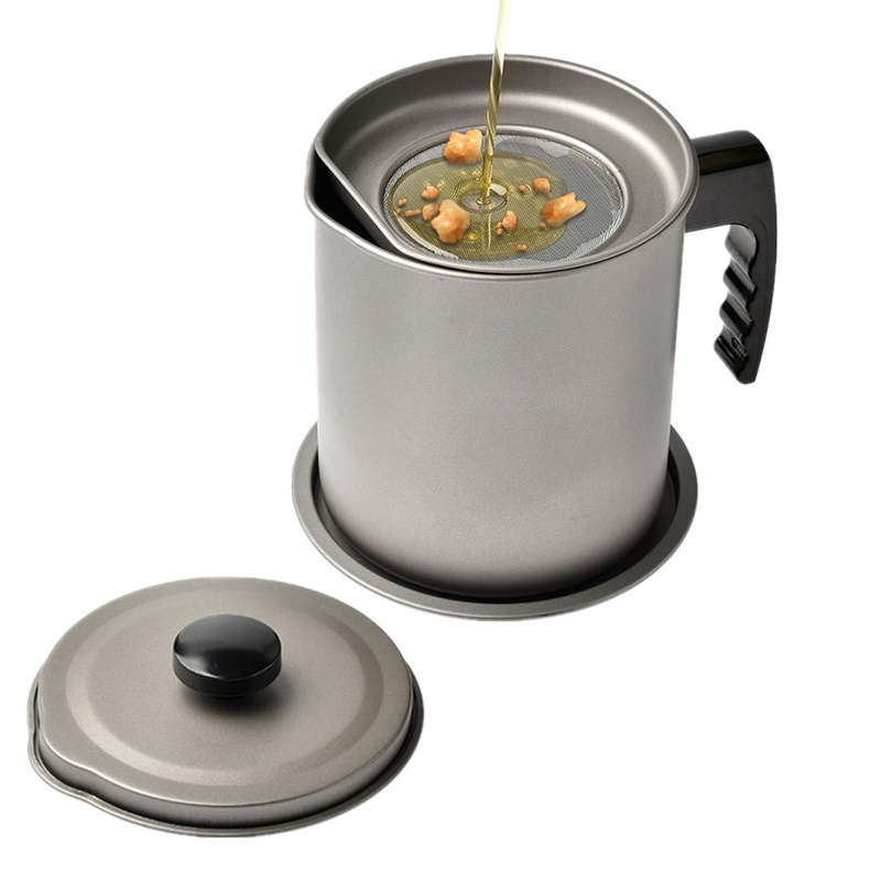Kitchen Oil Strainer Cooking Oil Storage with Fine Mesh Strainer for Fryer