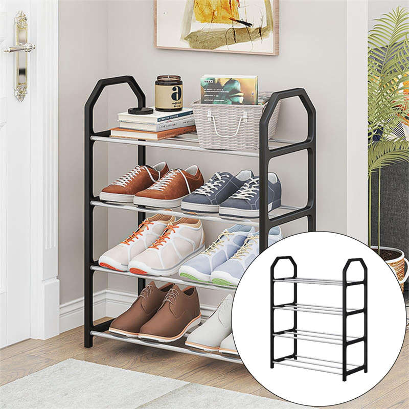 4-Tier Stackable Shoe Rack Shoe Storage Area Space Saving Entryway Shoe Rack
