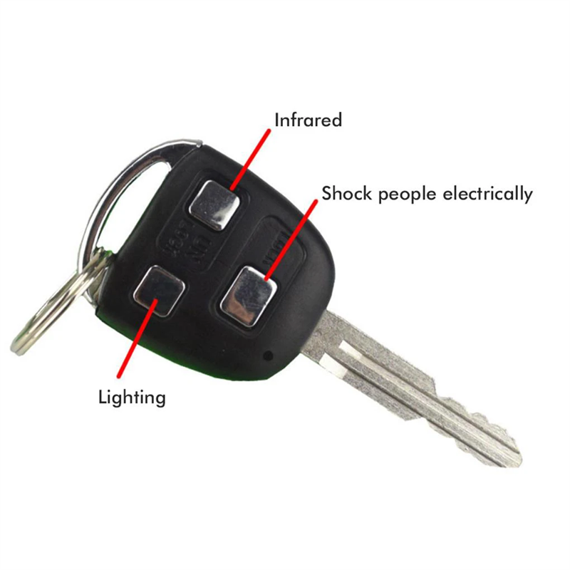 3 in 1 Electric Shock Car Key Prank Toy with LED Light and Laser Light
