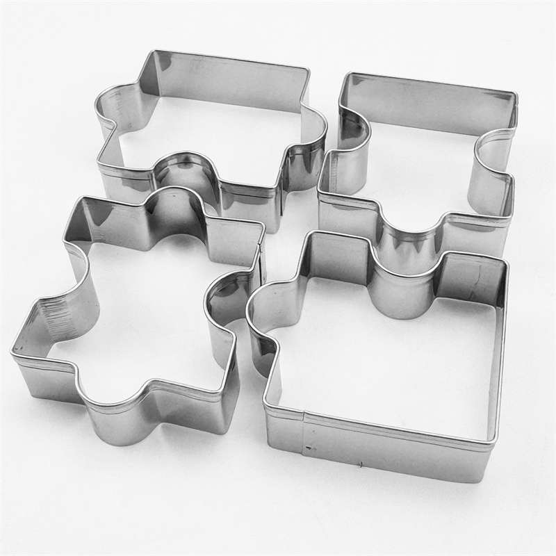 4pcs set of Stainless Steel Puzzle Shape Cookie Cutter Square Block Shape Cookie Cutters
