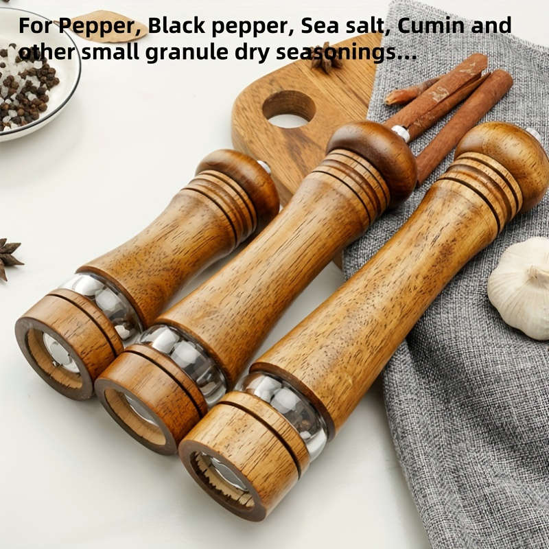 8 Adjustable Premium Oak Manual Pepper Grinder