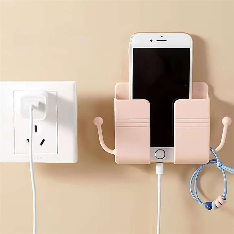 1Pcs Adhesive Wall Mount Bracket with Hook Cell Phone Charger Remote Control Organizer