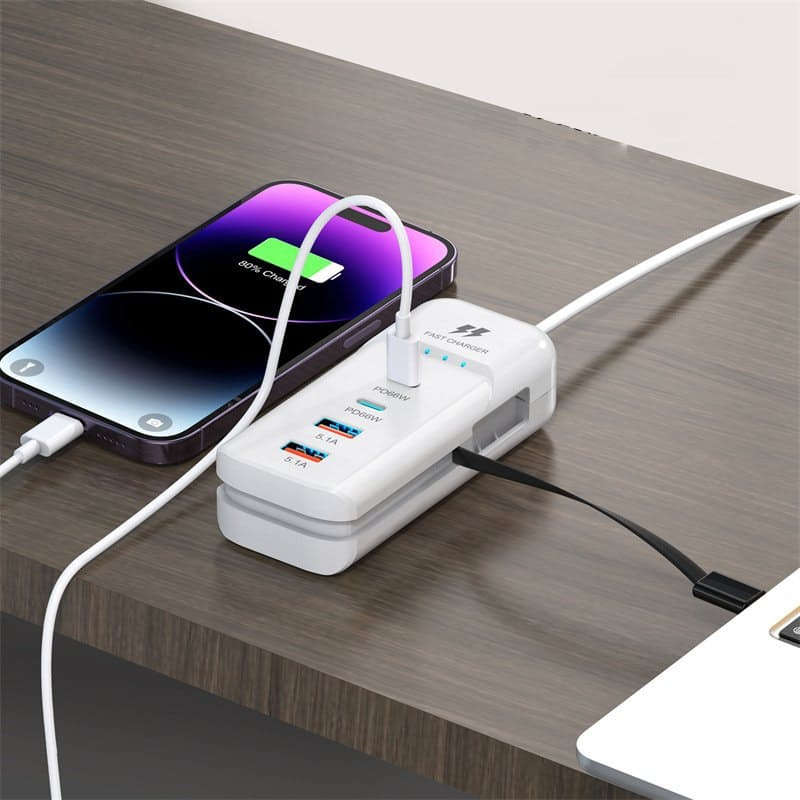 5.1A USB/66w PD Fast Charging Port Extension Cable for Mobile Phones with USB/Type-C