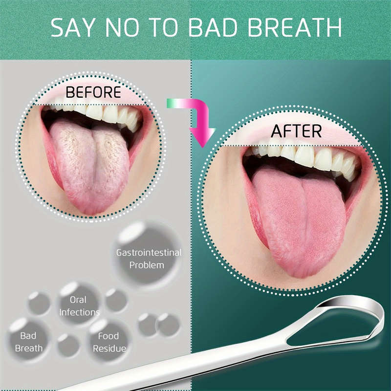 1 PC Tongue Scraper Stainless Steel Tongue Cleaner