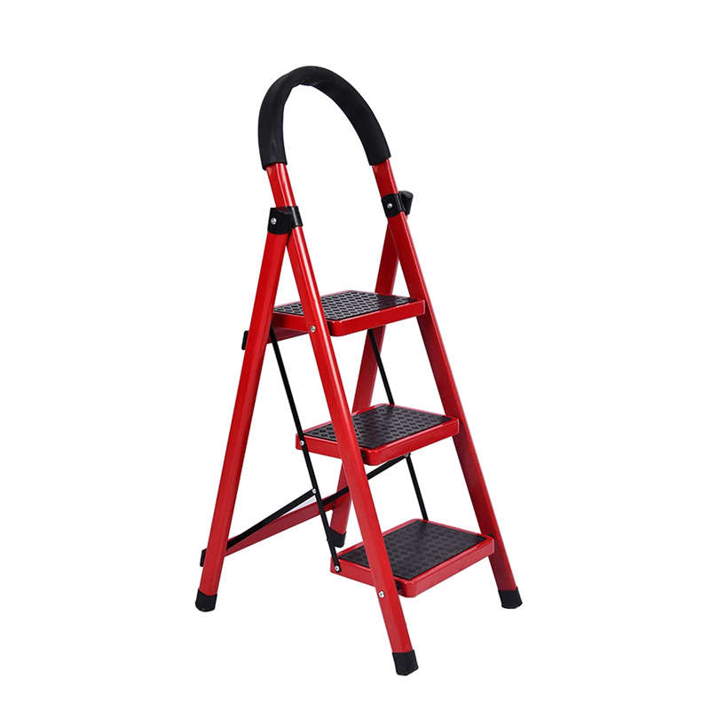 Portable 3-Stage Folding Ladder and Wide Steps with Non-Slip Handles for Home and Patio