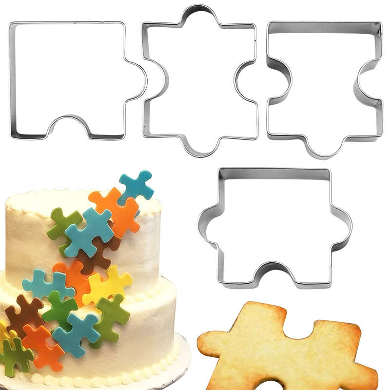 4pcs set of Stainless Steel Puzzle Shape Cookie Cutter Square Block Shape Cookie Cutters