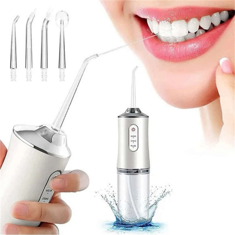 Rechargeable 3-mode Handheld Cordless Teeth Cleaner with 4 Nozzles