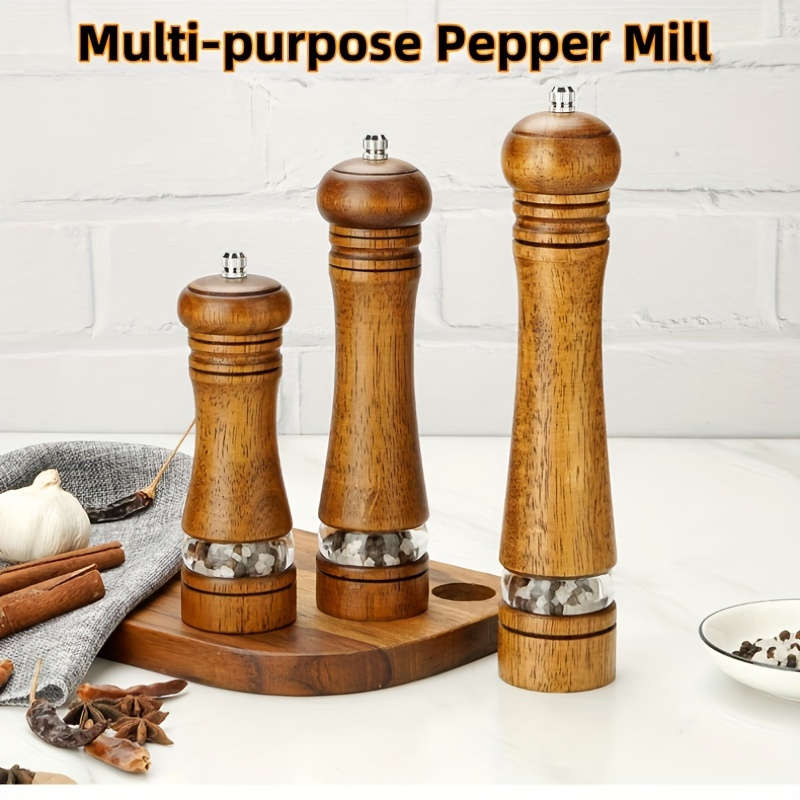8 Adjustable Premium Oak Manual Pepper Grinder