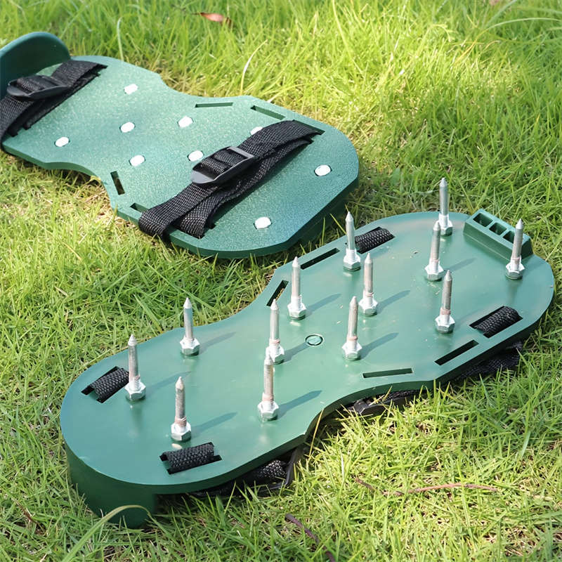Dual Function Garden Soil Aerator Sandals, Manual Lawn Aerator with Adjustable Straps, Metal Spikes