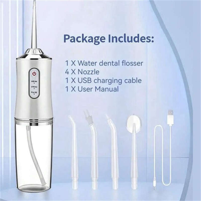 Rechargeable 3-mode Handheld Cordless Teeth Cleaner with 4 Nozzles