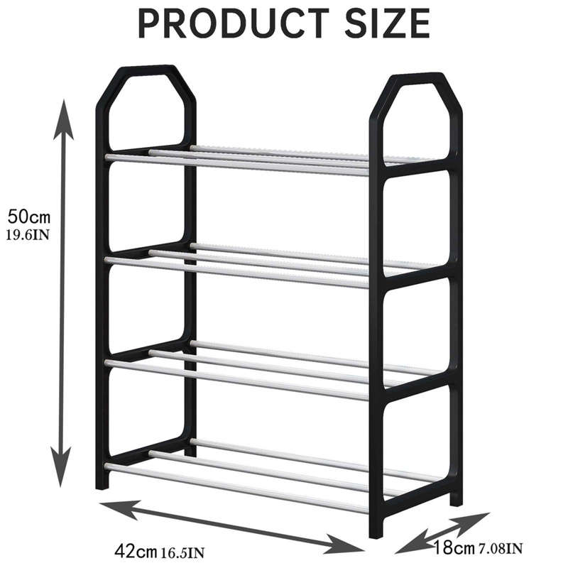 4-Tier Stackable Shoe Rack Shoe Storage Area Space Saving Entryway Shoe Rack
