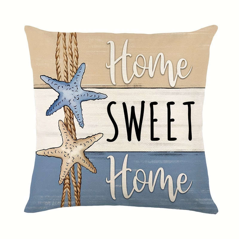 4 Pack 18x18 Modern Summer Starfish and Shell Throw Pillow Covers