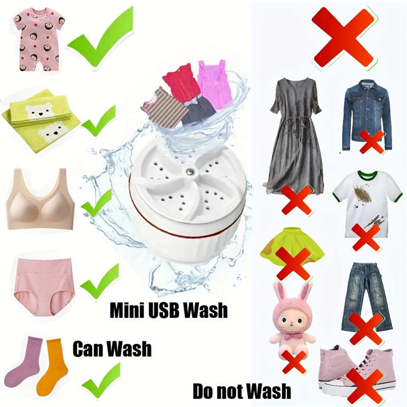 Portable Mini Ultrasonic Turbine Washing Machine Multi-Function Compact Laundry Cleaning Tool