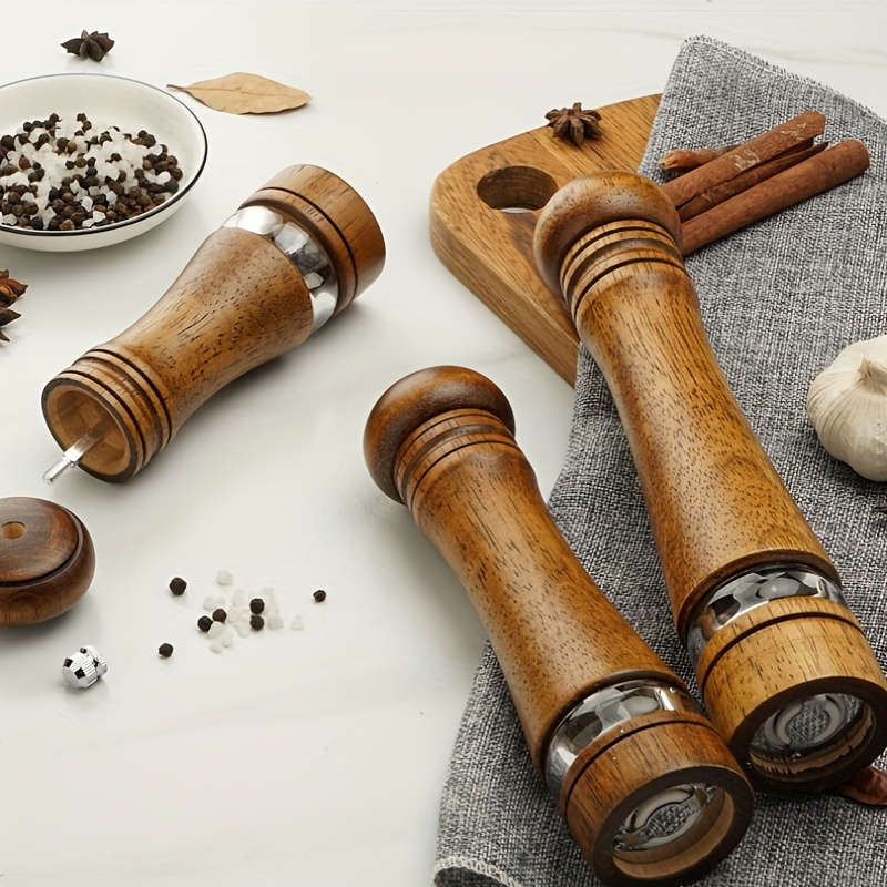 8 Adjustable Premium Oak Manual Pepper Grinder
