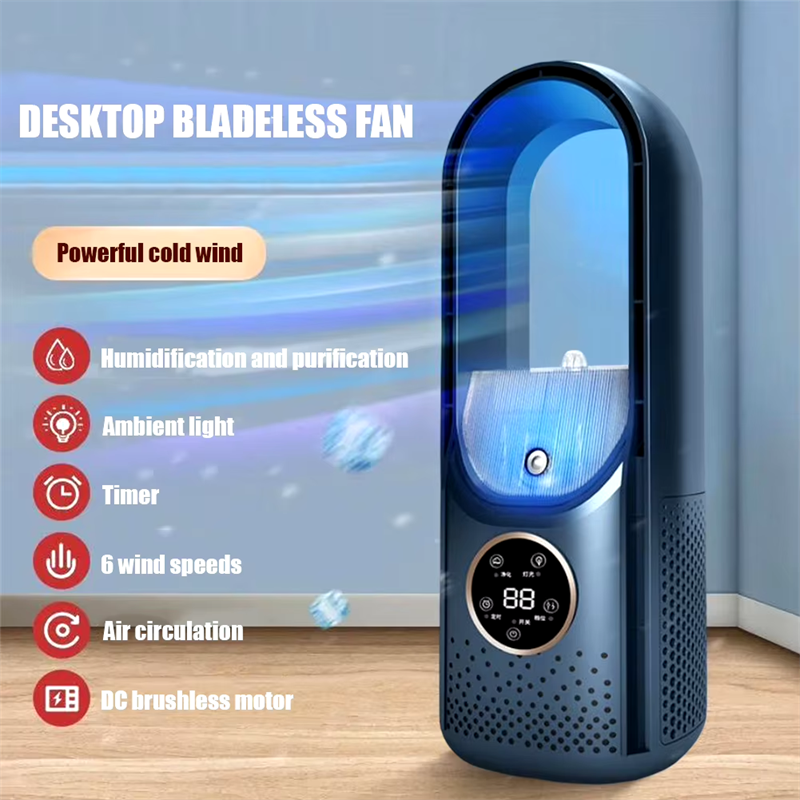 Portable USB Rechargeable Desk Fan 6-Speed Adjustable Low Noise Vertical Cooling Fan