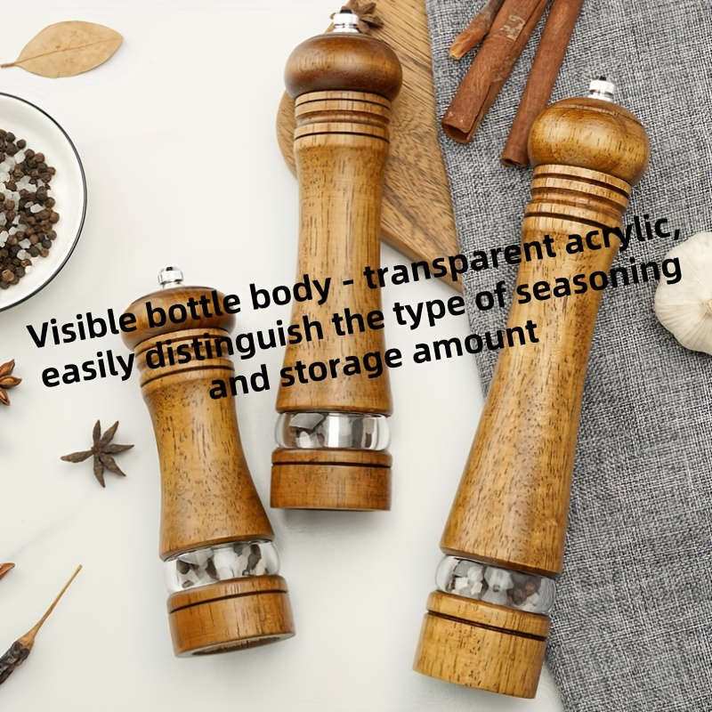 8 Adjustable Premium Oak Manual Pepper Grinder