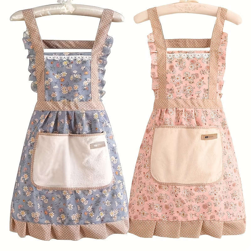 1Pcs Floral Lace Princess Apron with Hand Pockets