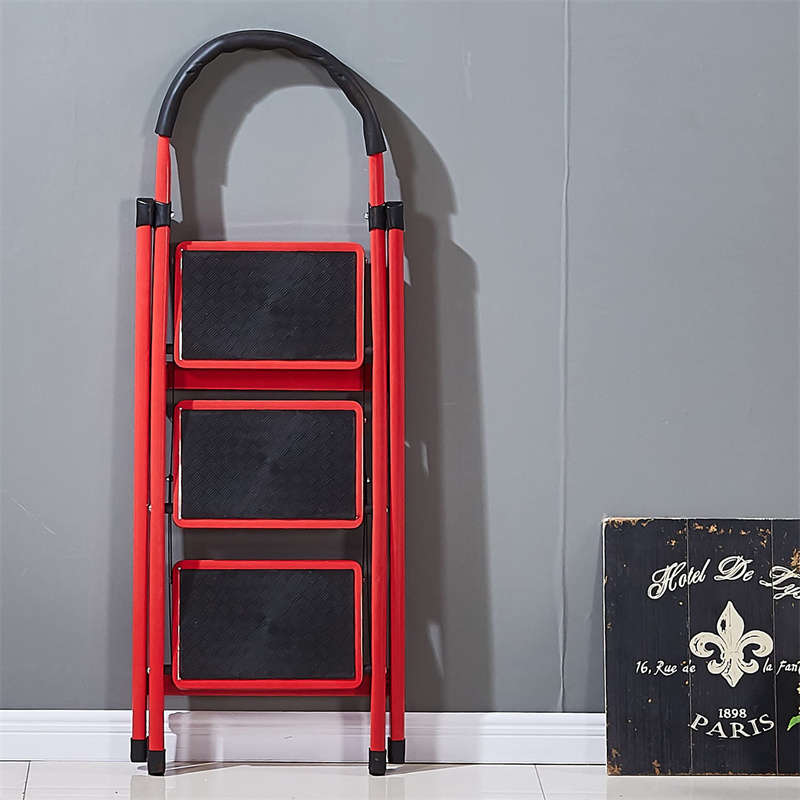 Portable 3-Stage Folding Ladder and Wide Steps with Non-Slip Handles for Home and Patio