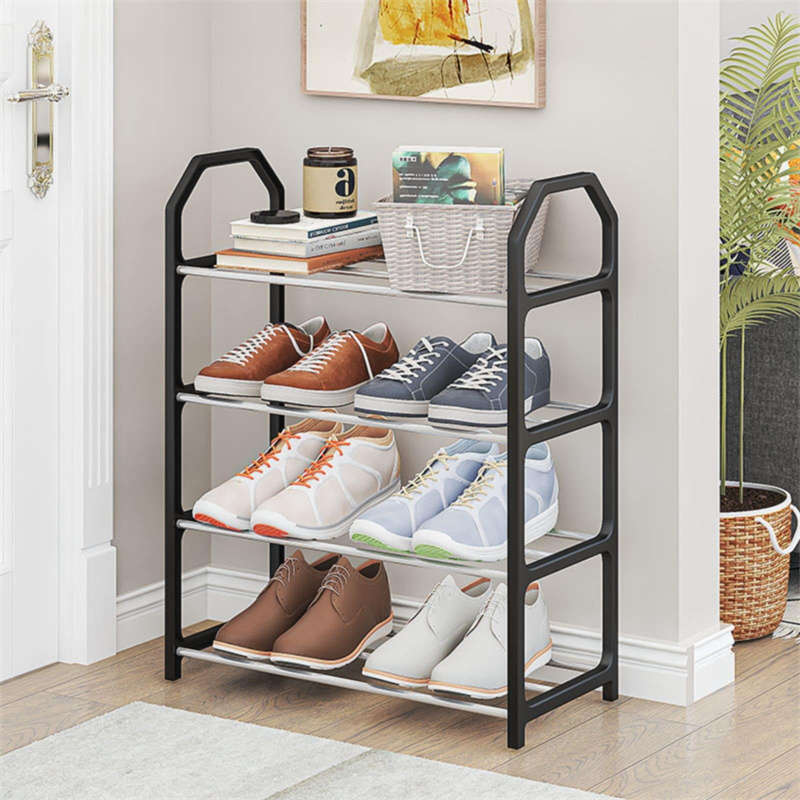 4-Tier Stackable Shoe Rack Shoe Storage Area Space Saving Entryway Shoe Rack