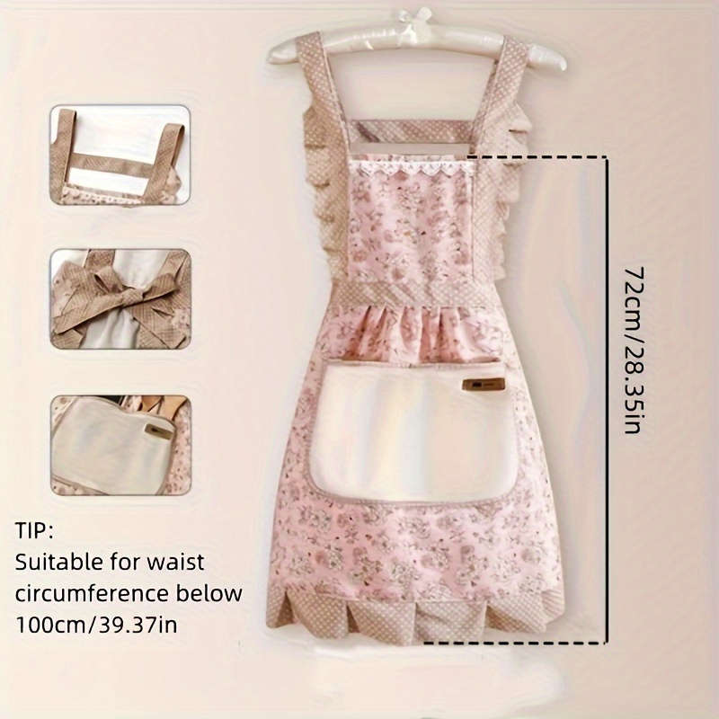 1Pcs Floral Lace Princess Apron with Hand Pockets