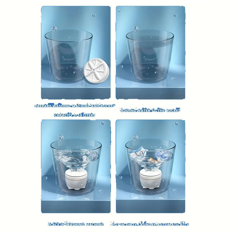 Portable Mini Ultrasonic Turbine Washing Machine Multi-Function Compact Laundry Cleaning Tool
