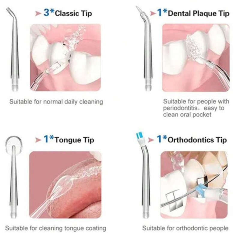 Rechargeable 3-mode Handheld Cordless Teeth Cleaner with 4 Nozzles