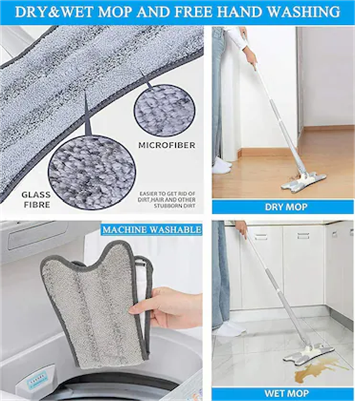 360° Fiber X Type Floor Cleaning Tool for Floor Cleaning Wet and Dry Mop for Home Kitchen