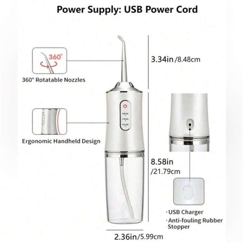 Rechargeable 3-mode Handheld Cordless Teeth Cleaner with 4 Nozzles
