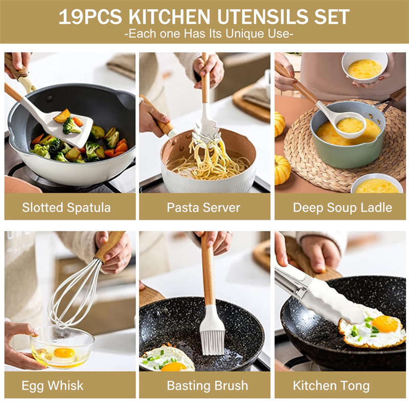19-Piece Non-Stick Silicone Cookware Set