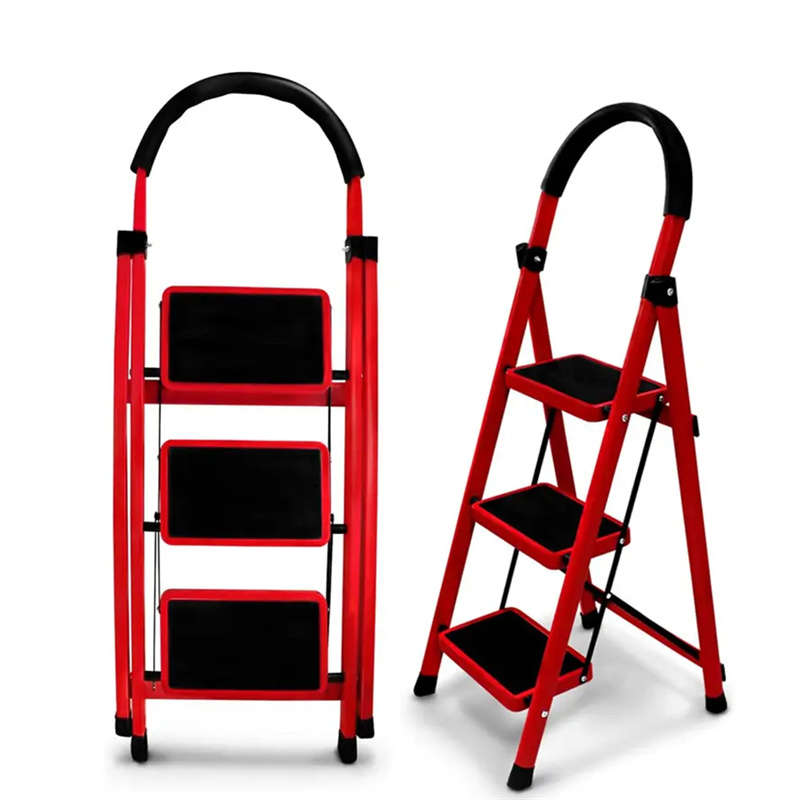 Portable 3-Stage Folding Ladder and Wide Steps with Non-Slip Handles for Home and Patio