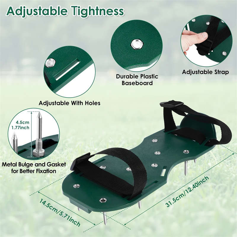 Dual Function Garden Soil Aerator Sandals, Manual Lawn Aerator with Adjustable Straps, Metal Spikes