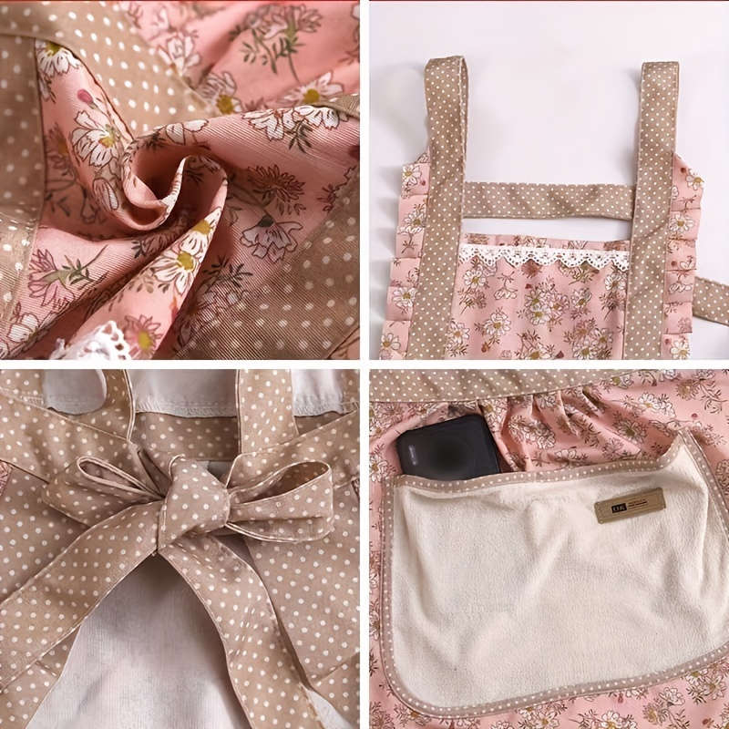 1Pcs Floral Lace Princess Apron with Hand Pockets