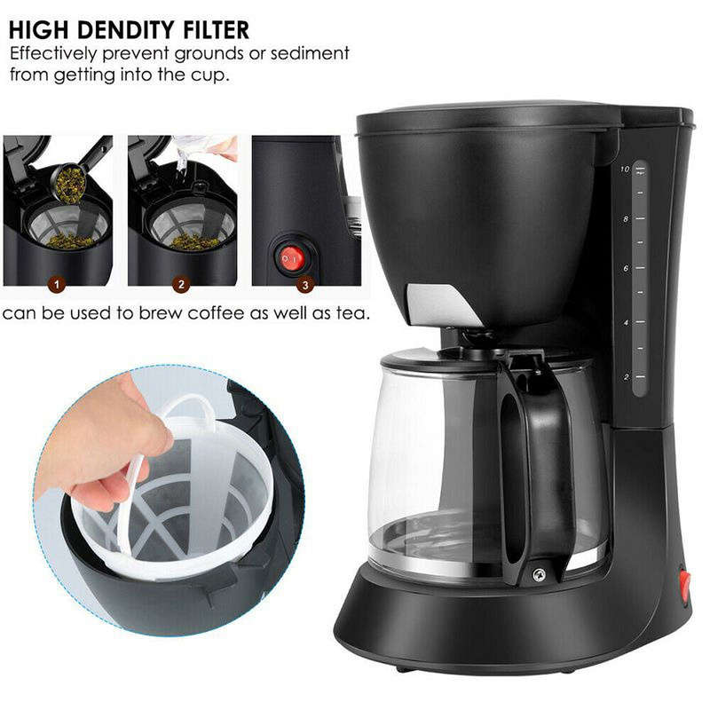 10 Cup Drip Coffee Maker Brew Restaurant Pot Maker with Glass Coffee Maker