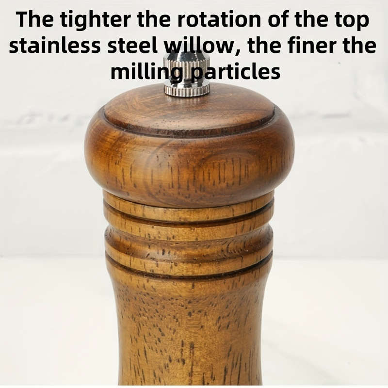 8 Adjustable Premium Oak Manual Pepper Grinder