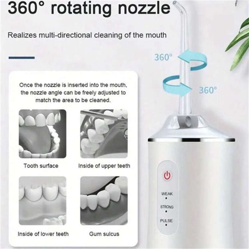 Rechargeable 3-mode Handheld Cordless Teeth Cleaner with 4 Nozzles