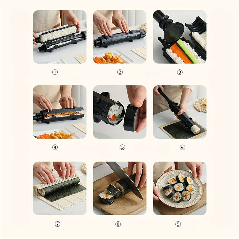 2-Piece Plastic DIY Striped Sushi Mold Convenient Sushi Rice Ball Making Tool Set
