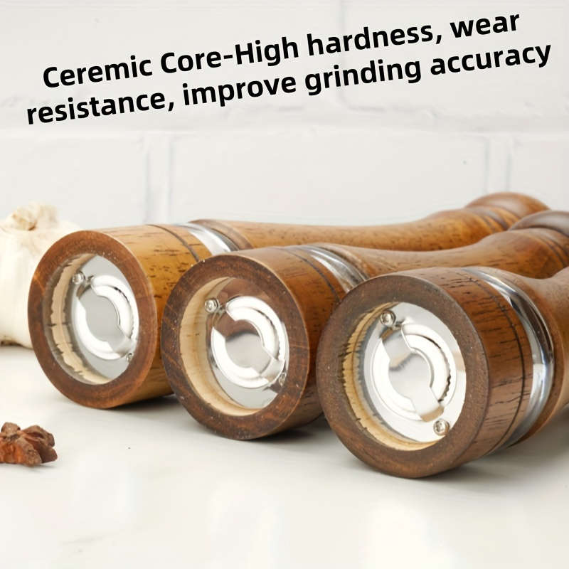 8 Adjustable Premium Oak Manual Pepper Grinder