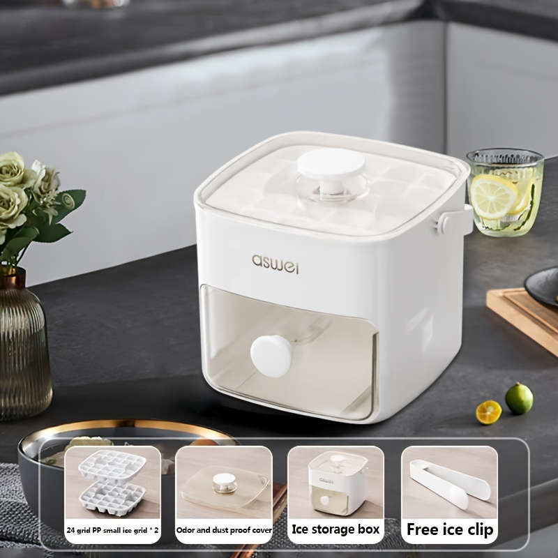 Portable Ice Maker with Food-Grade Plastic Ice Trays with Storage Bin and Lid