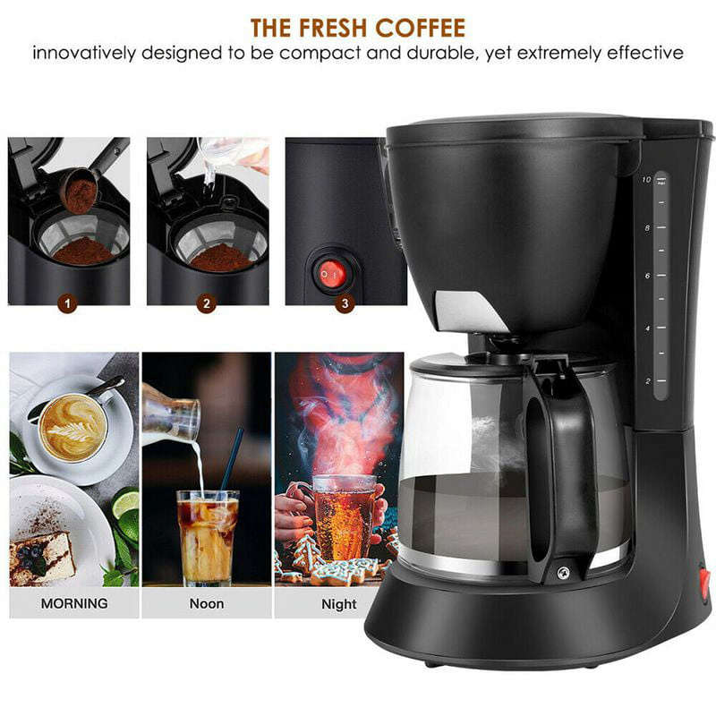 10 Cup Drip Coffee Maker Brew Restaurant Pot Maker with Glass Coffee Maker