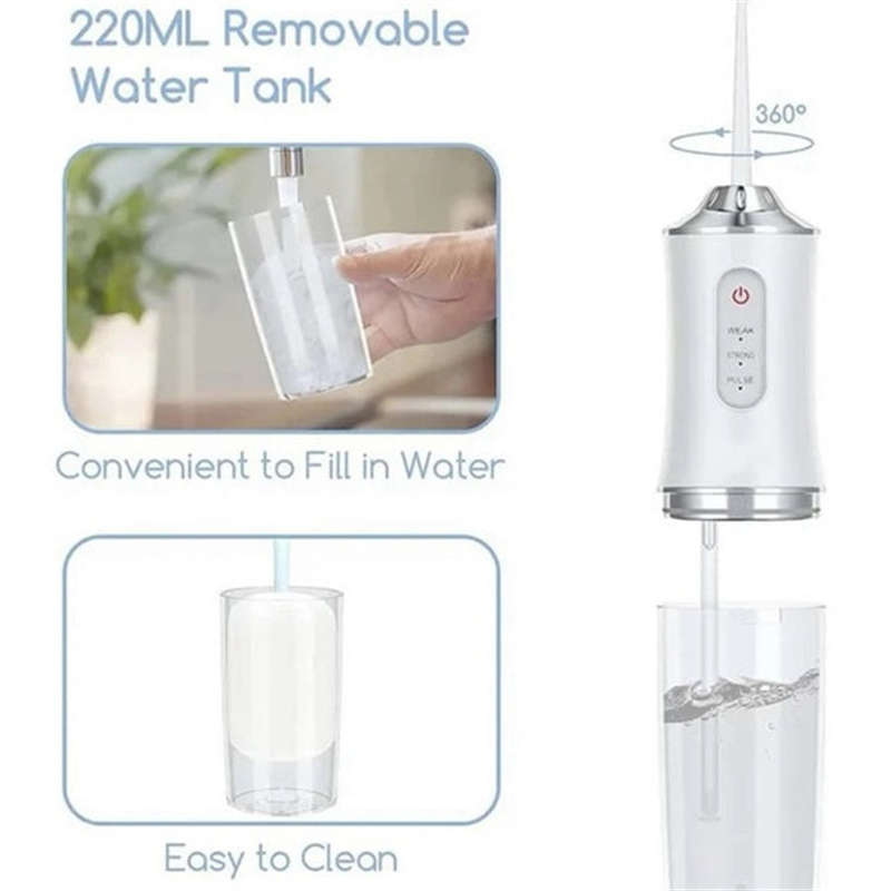 Rechargeable 3-mode Handheld Cordless Teeth Cleaner with 4 Nozzles