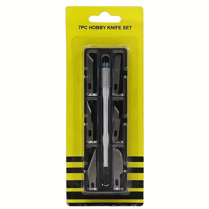 7-Piece Precision Engraving Knife Set, Metal Craft Knife with Replaceable Blades, Hand Engraving Hob