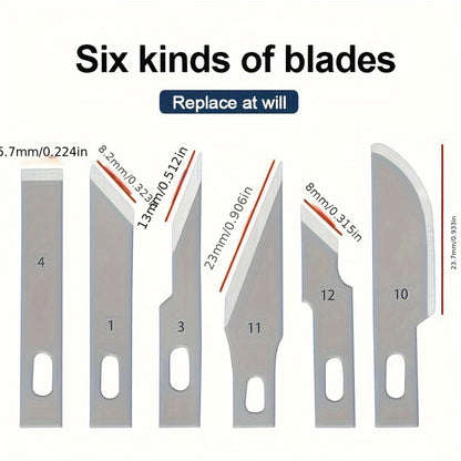 7-Piece Precision Engraving Knife Set, Metal Craft Knife with Replaceable Blades, Hand Engraving Hob