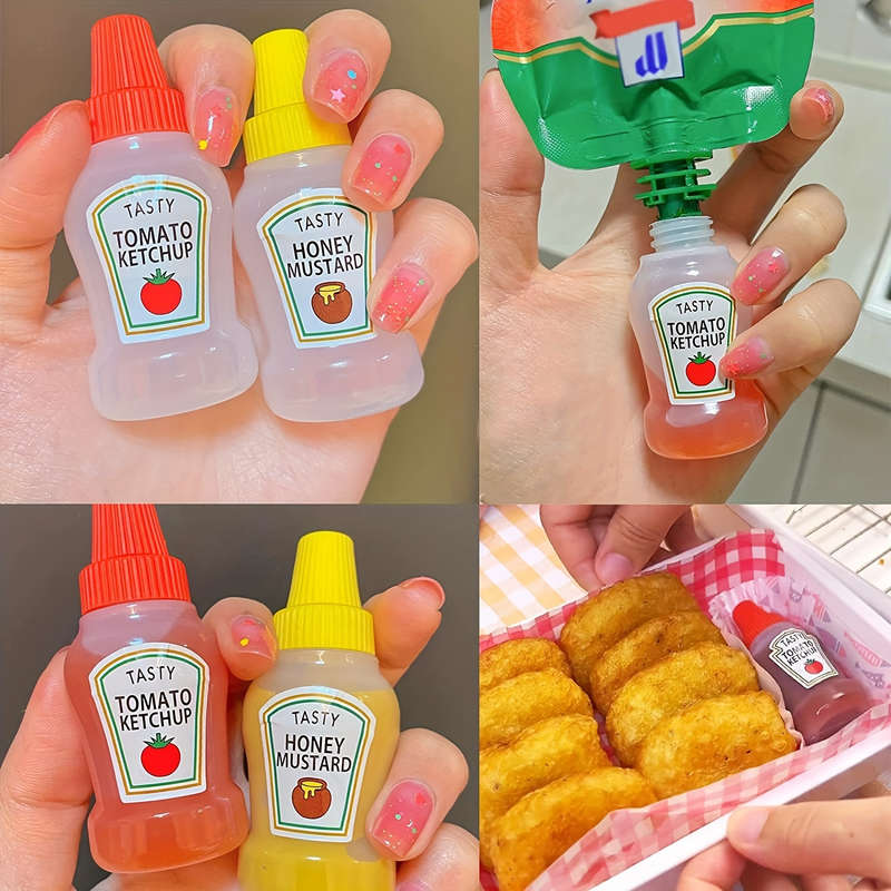 4pcs Mini Portable Salad Ketchup Bottles